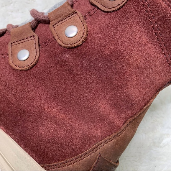 Sorel Women's Red Grey Explorer Joan Redwood Felt Waterproof Winter Boot Size 7 - Picture 8 of 13